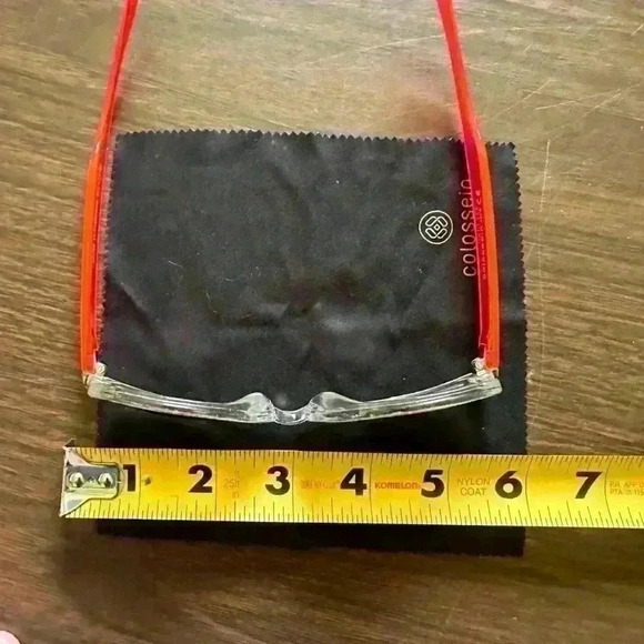 Colossein Sunglasses. Clear Face. Pink Arms And Pink Reflective Lenses. Case - Picture 9 of 10